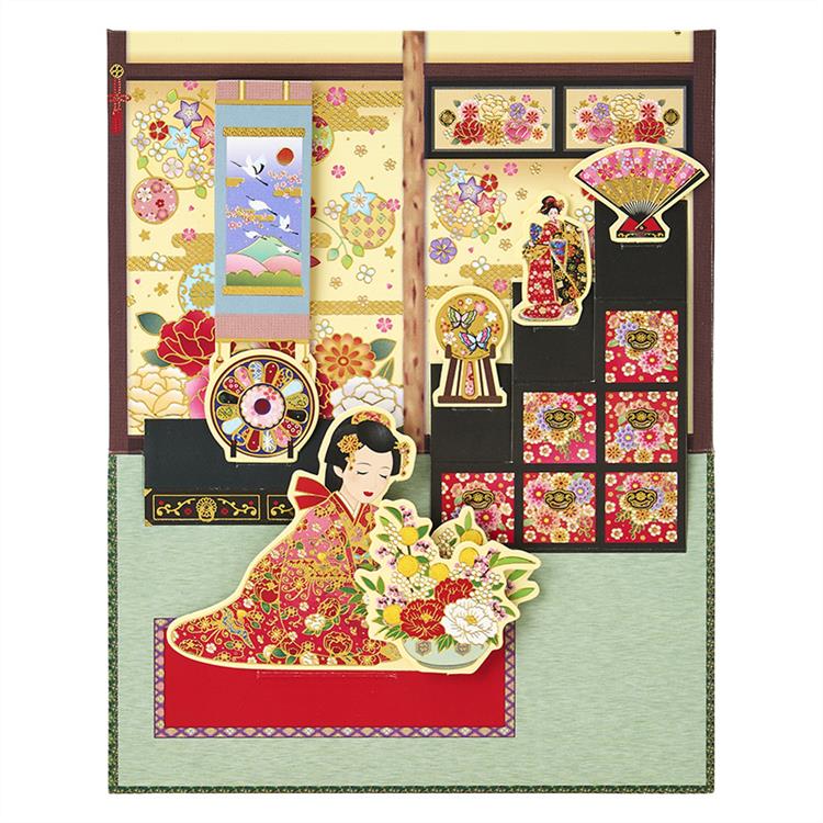 和風クリスマスカード 立体 和室