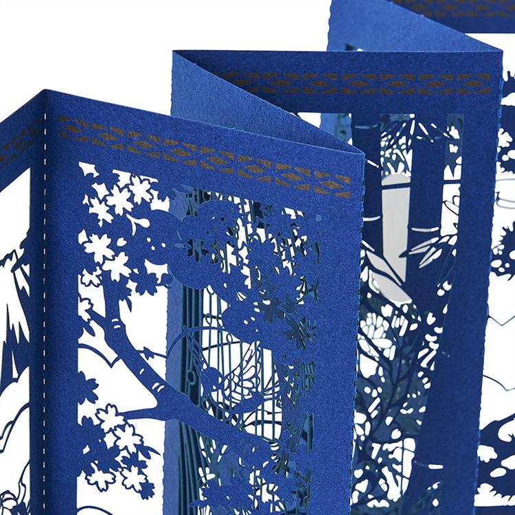 和風クリスマスカード 紺の動植物カレンダー