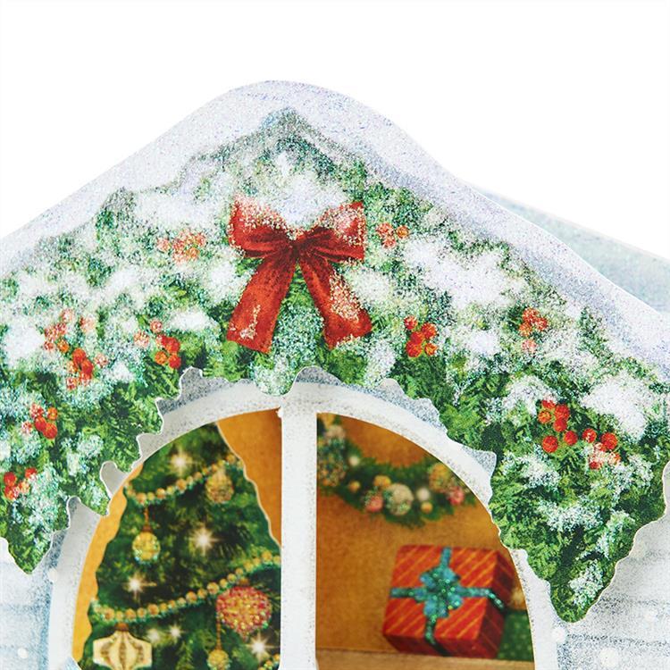 クリスマスカード 立体 窓の前にスノーマン