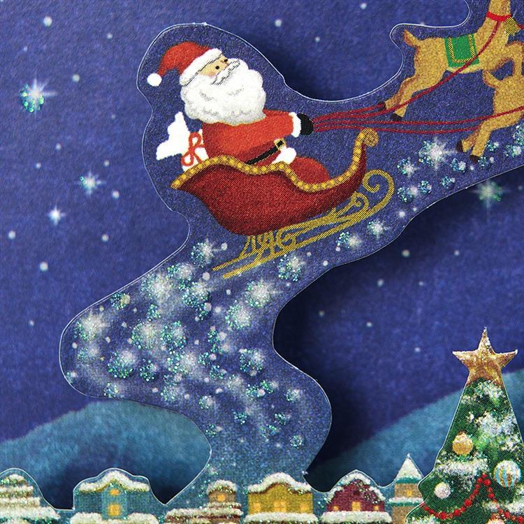 クリスマスカード 立体 夜空にそり
