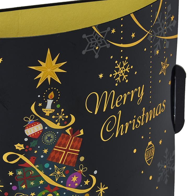 クリスマスメロディカード 黒地にツリー