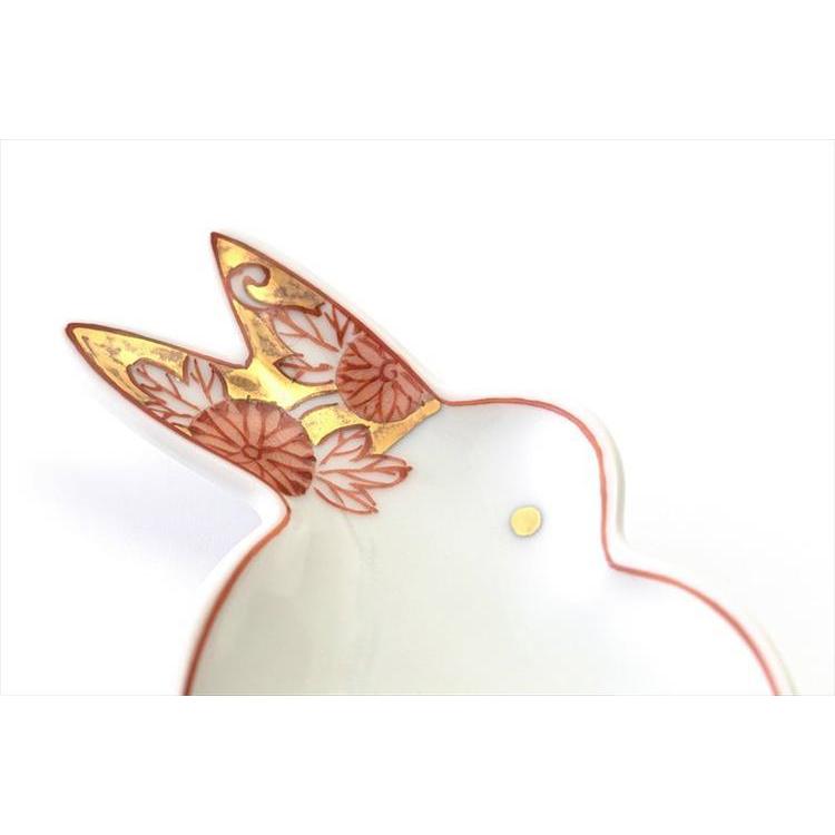 うさぎ型豆小皿(赤) 金唐花 金唐花