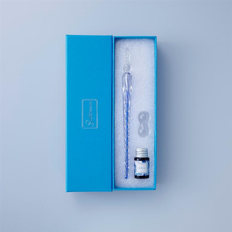 ガラスペン インク&ペンレストセット ブルー