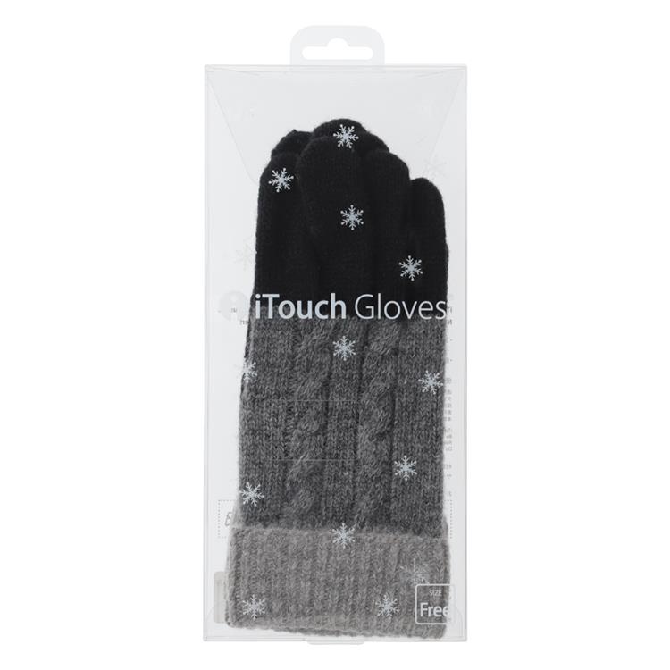 アイタッチグローブ ケーブル編み ブラック×グレー【ロフト限定】 ブラック×グレー