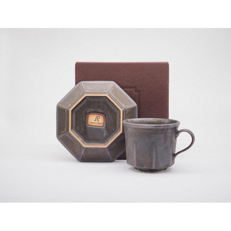 オクタゴナルカップ&ソーサー 240ml ブラス エイシェントポタリー カップ&ソーサー:ホワイト