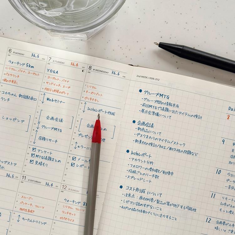 2025年12月始まり手帳 週間バーチカルレフト A5 タイポ ネイビー ネイビー