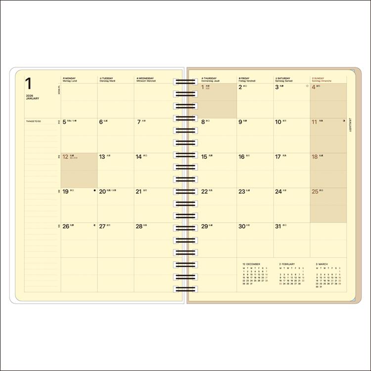 2025年12月始まり手帳 月間 B6 イン・アクション アイボリー アイボリー