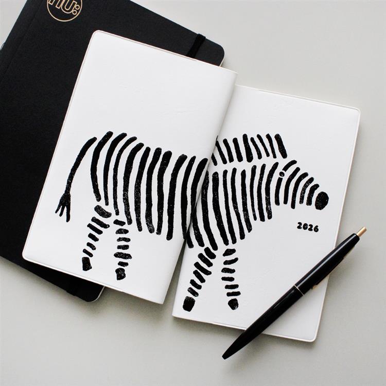 2026年1月始まり手帳 月間 B6 新書 シマウマ グレー グレー