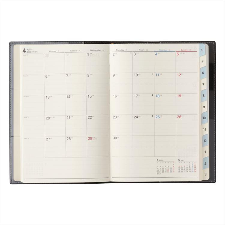 2026年4月始まり手帳 月間 B6 NOLTY キャレル1 ブラック ブラック
