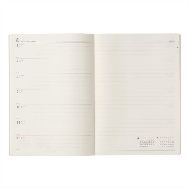 2026年4月始まり手帳 週間レフト A5 NOLTY ティオ グレー グレー