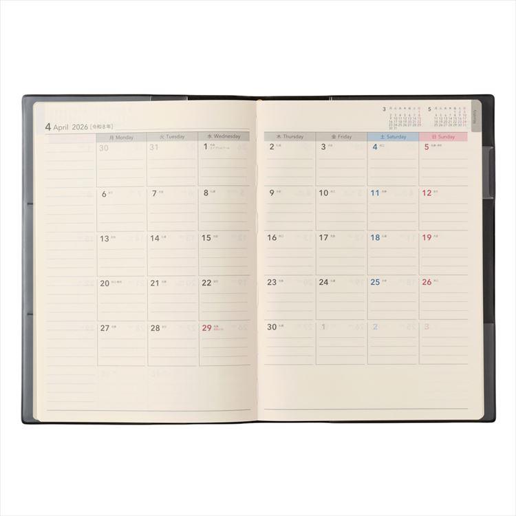 2026年4月始まり手帳 週間バーチカル A5 NOLTY トリム3 ブラック ブラック