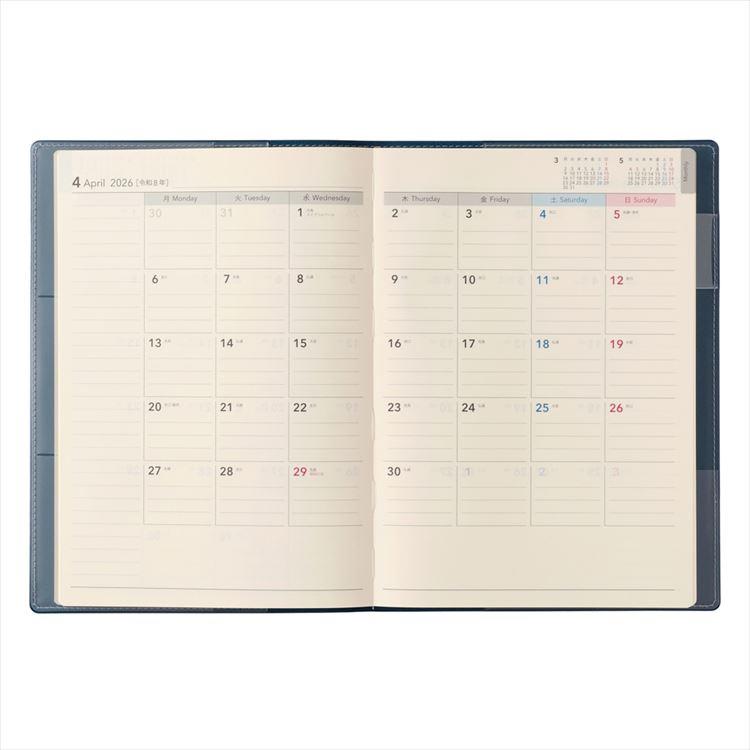 2026年4月始まり手帳 月間 A5 NOLTY エクリ2 ネイビー