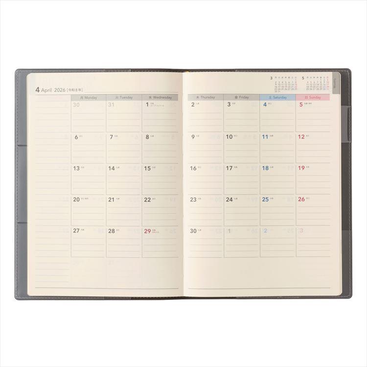 2026年4月始まり手帳 週間バーチカル A5 NOLTY エクリ5 ダークグレー