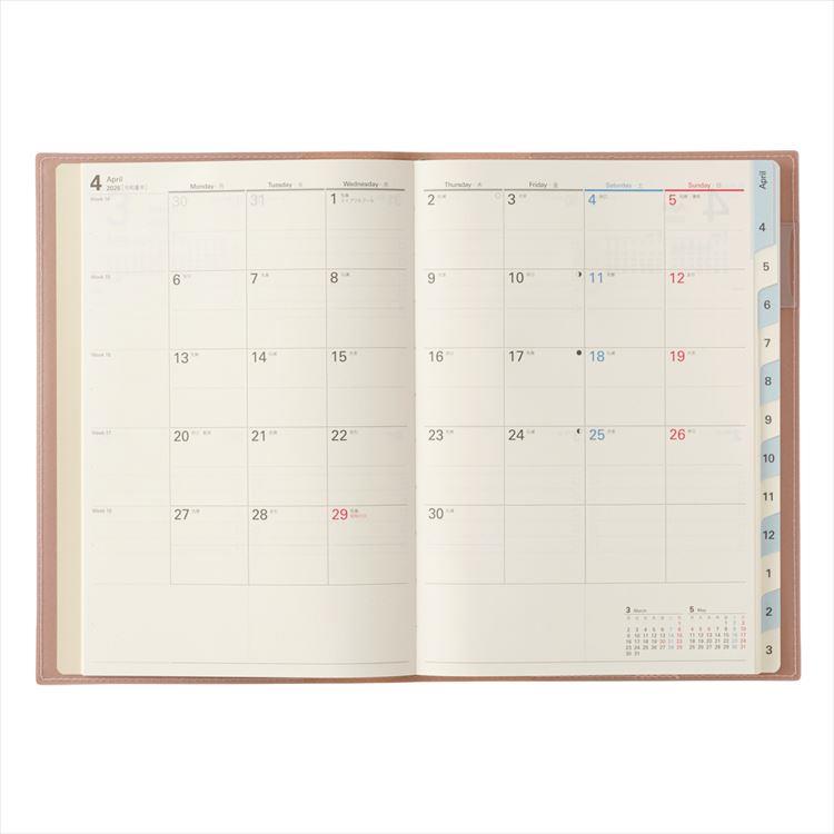2026年4月始まり手帳 週間ブロック A5 NOLTY アクセス5 ピンクベージュ ピンクベージュ