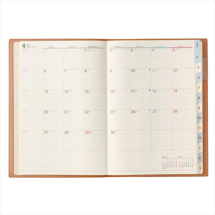 2026年4月始まり手帳 週間バーチカル A5 NOLTY アクセス4 キャメル キャメル