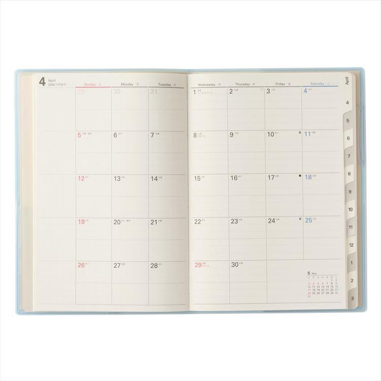 2026年4月始まり手帳 月間 B6 NOLTY アクセス Depot 日曜始まり ブルー ブルー