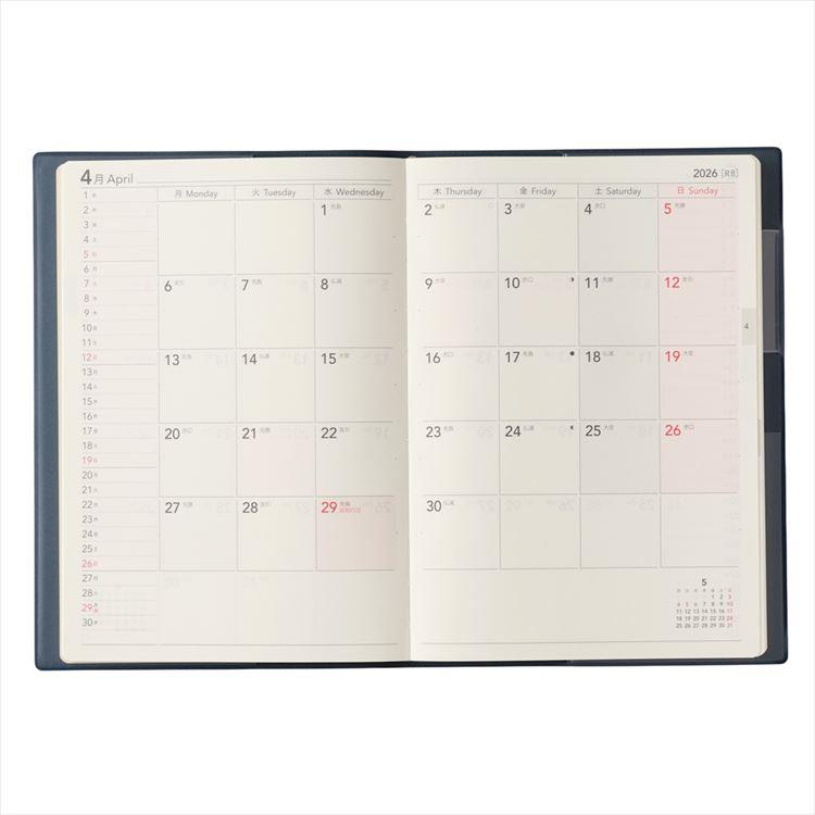 2026年4月始まり手帳 月間 B6 NOLTY エクリ ネイビー