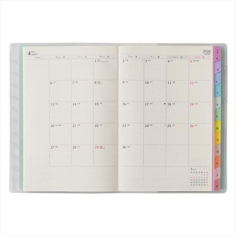2026年4月始まり手帳 週間バーチカル B6 ペイジェム ミント ミント