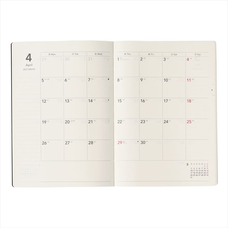 2027年1月始まり手帳 月間 A5 NOLTY ティオ ブラック ブラック
