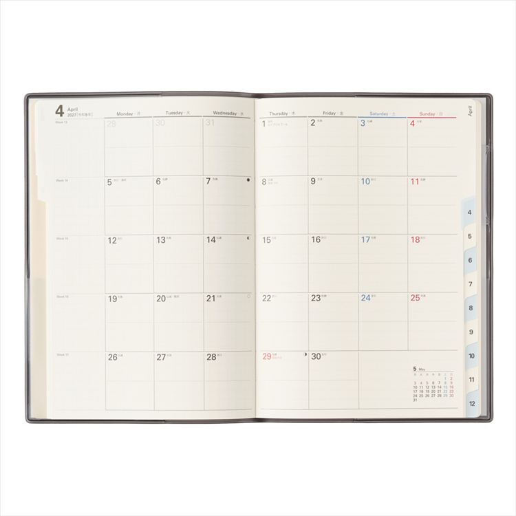 2027年1月始まり手帳 月間 B6 NOLTY Depot ブラック ブラック