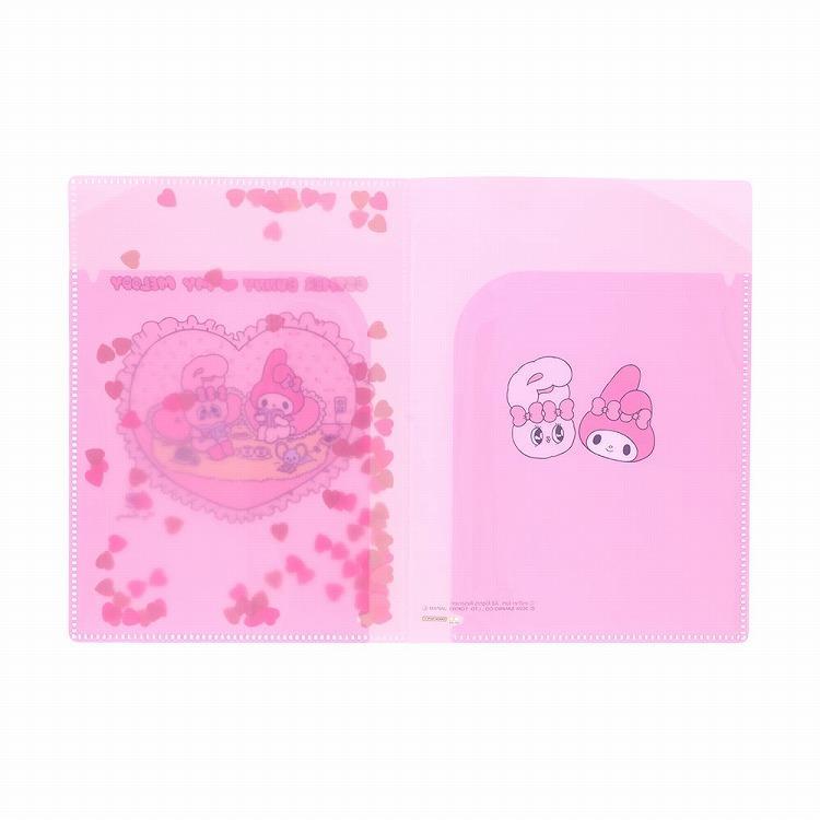 スパンコール入りクリアファイル ピンク A5 エスターバニー×マイメロディ ピンク