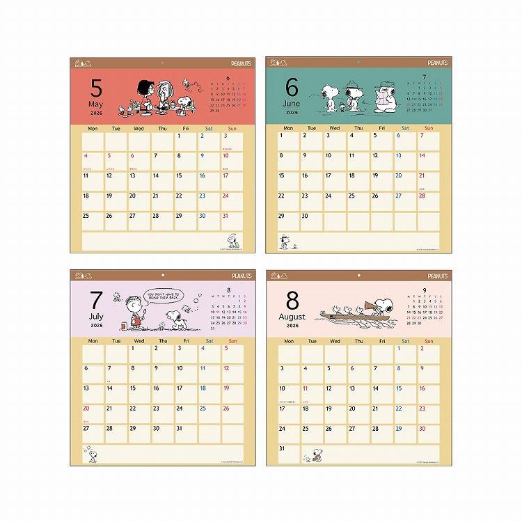 2026年1月始まりカレンダー 壁掛け スクエア スヌーピー