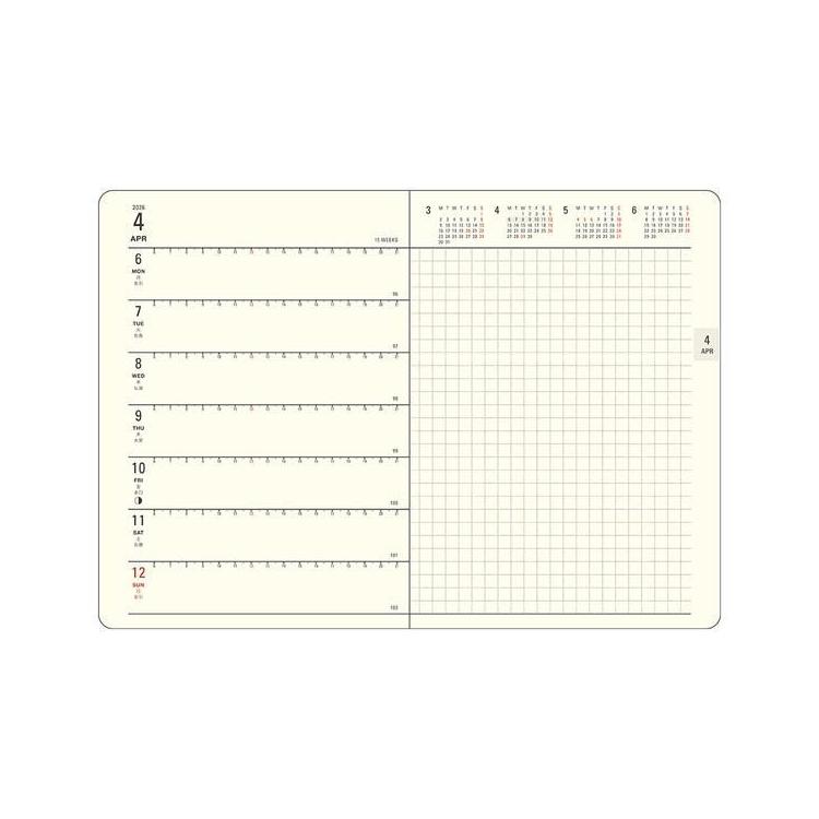 2025年12月始まり手帳 週間レフト A6 ミル E7765 グレー グレー