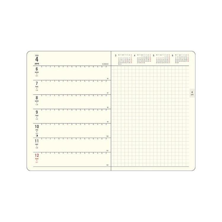 2025年12月始まり手帳 週間レフト B6 ミル E7769 グレー グレー