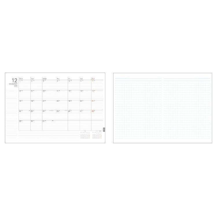 2025年12月始まり 月間 B5 フォルダイアリー PU合皮 グレー グレー