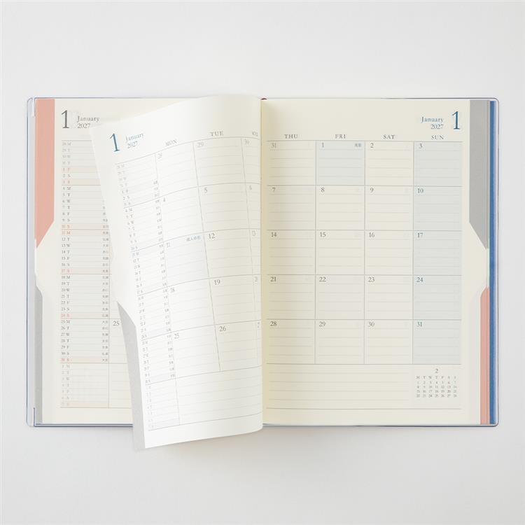 2026年12月始まり手帳 月間 B6 ツインダブル 青 青