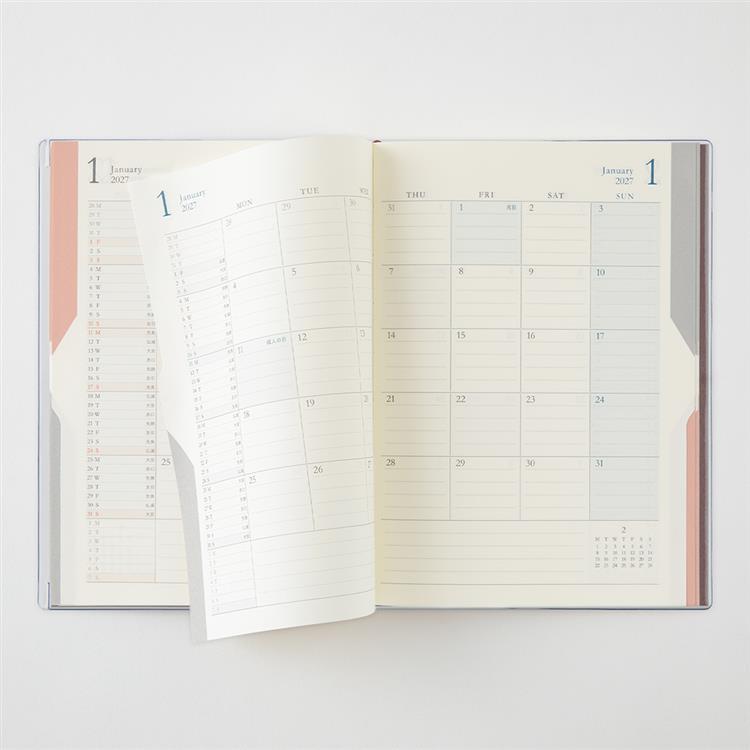 2026年12月始まり手帳 月間 B6 ツインダブル こげ茶 こげ茶