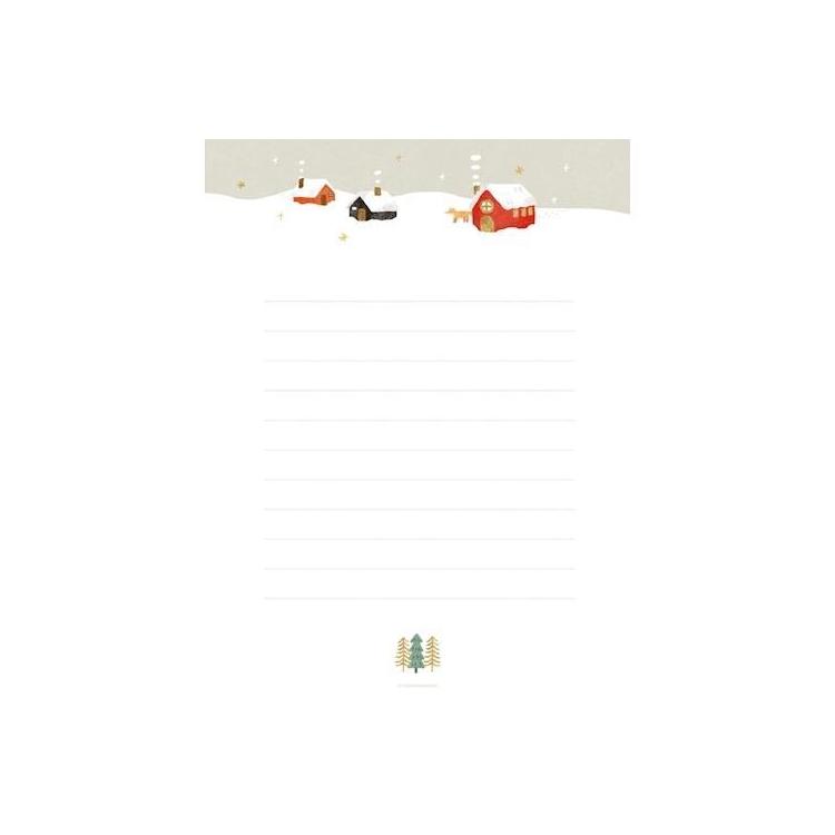 冬柄レターセット 雪降る家 雪降る家