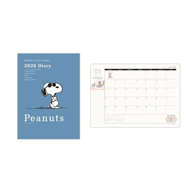 2025年10月始まり手帳 月間 A5 スヌーピー ジョークール スモーキーブルー ジョークール