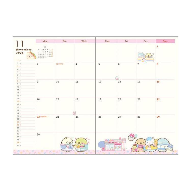 2025年10月始まり手帳 月間 B6 すみっコぐらし 窓辺 窓辺