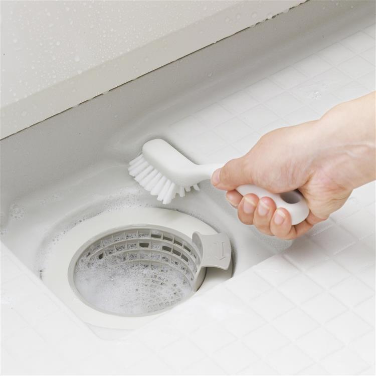 すき間や溝が洗いやすいバスブラシ グレー グレー