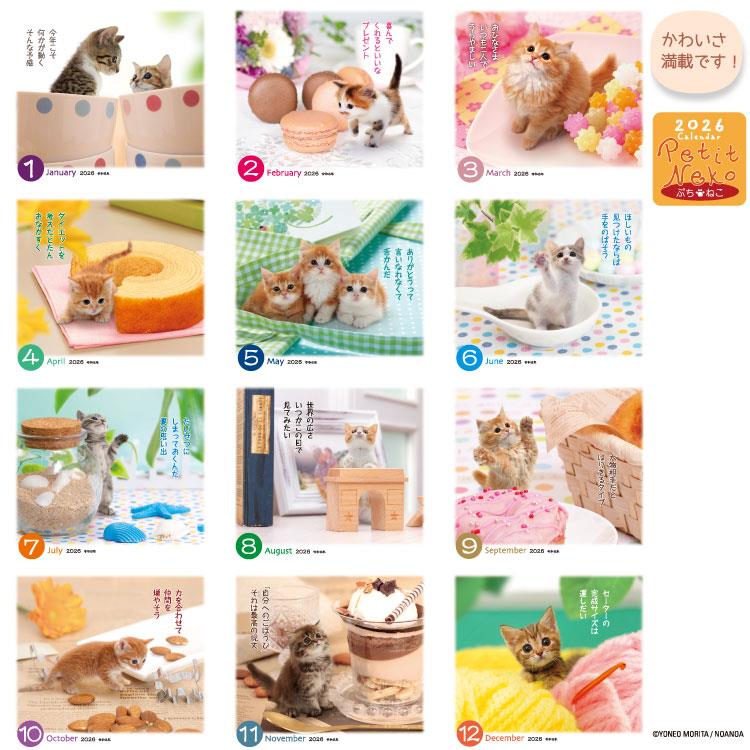 2026年1月始まりカレンダー 卓上 ぷちねこ ぷちねこ