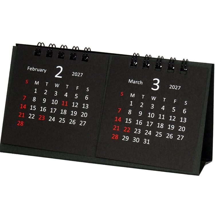 2026年4月始まりカレンダー 卓上 タイニー 2マンス ブラック