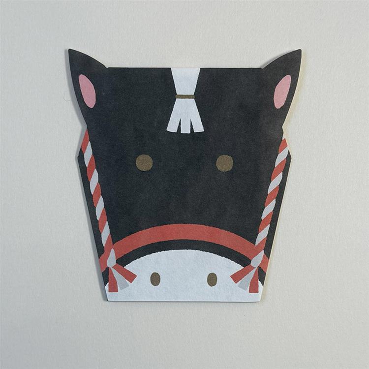 年賀ポチ袋 型抜きペア かおぽち ホース 2柄各1枚入り