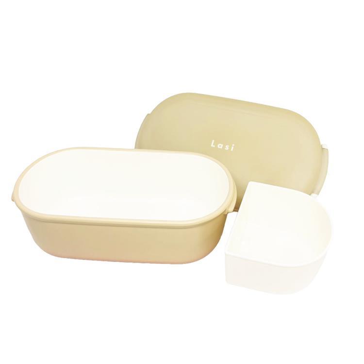 レクタングルランチ 600ml ベージュ×アプリコット お弁当箱 ベージュ×アプリコット