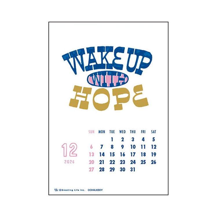 2026年1月始まりカレンダー 卓上 レタープレススタンド チョークボーイ