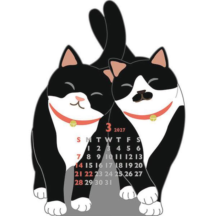 2027年1月始まり アニマルダイカットカレンダー ミニ ふたごねこ ふたごねこ