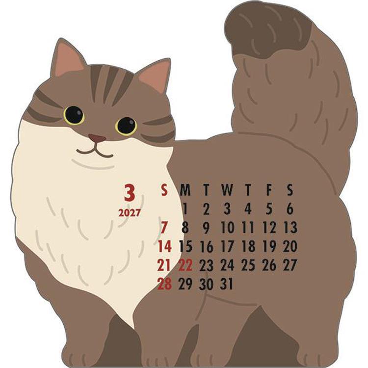 2027年1月始まり アニマルダイカットカレンダー マンチカン マンチカン