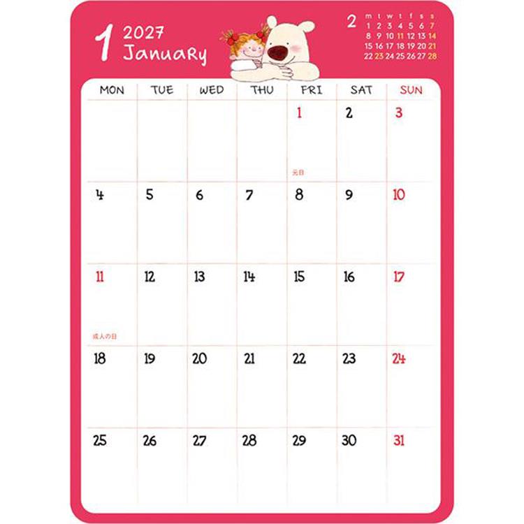 2027年1月始まり手帳 月間 A6 カスタムダイアリーステッカーズ ココちゃん
