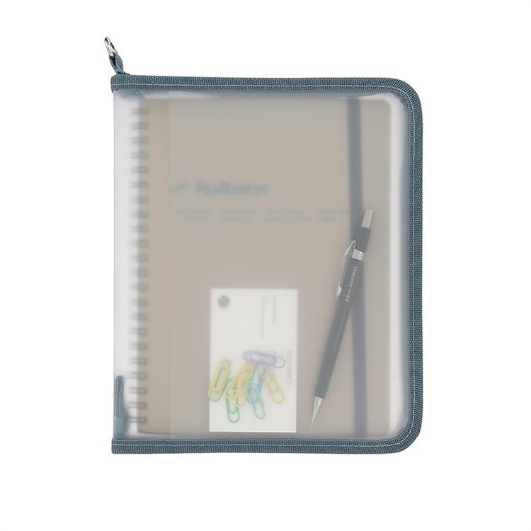 ロルバーン ポケット付メモ ラウンドケース A5 ブルーグレー ブルーグレー