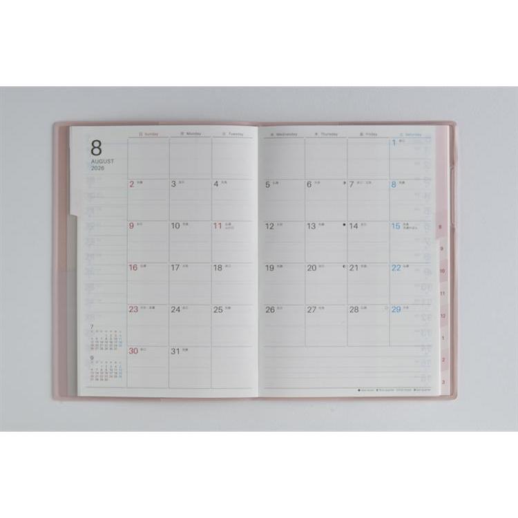 2026年3月始まり手帳 月間 B6 ティーズファミリー手帳1(611)リュクスピンク