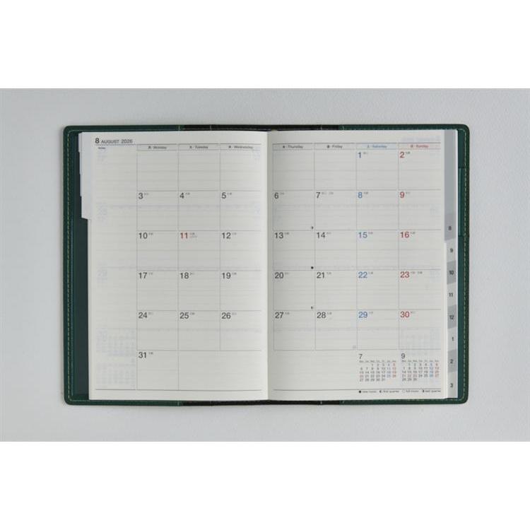 2026年4月始まり手帳 週間ブロック B6 シャルム8(638)ロイヤルグリーン