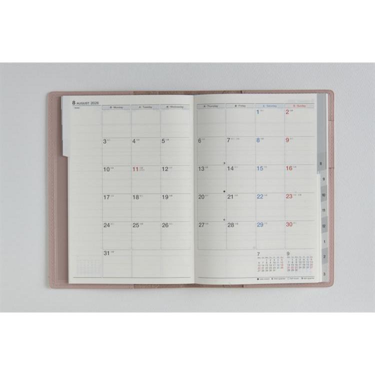 2026年4月始まり手帳 週間バーチカル B6 シャルム9(639)ライトローズウッド