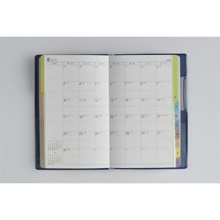 2026年3月始まり手帳 週間レフト B7 ティーズビューインデックス1(651)濃紺