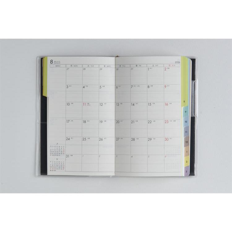 2026年3月始まり手帳 週間ブロック B7 ティーズビューインデックス2(652)ブラック