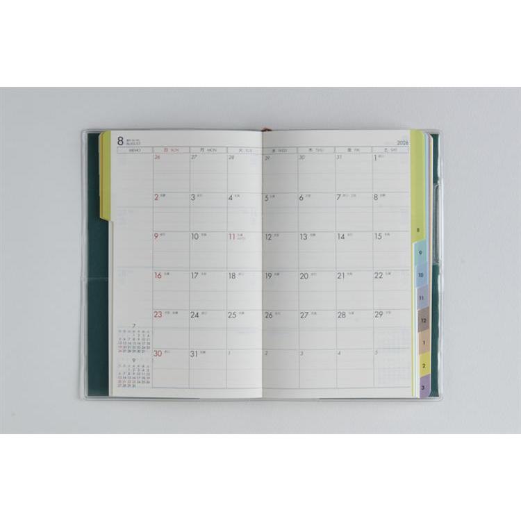 2026年3月始まり手帳 週間ブロック B7 ティーズビューインデックス3(653)グリーン